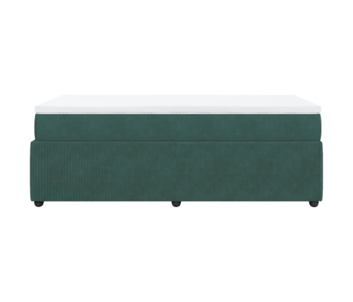 Cama box spring con colchón terciopelo verde oscuro 90x200 cm