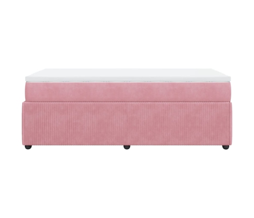 Cama box spring con colchón terciopelo rosa 90x200 cm