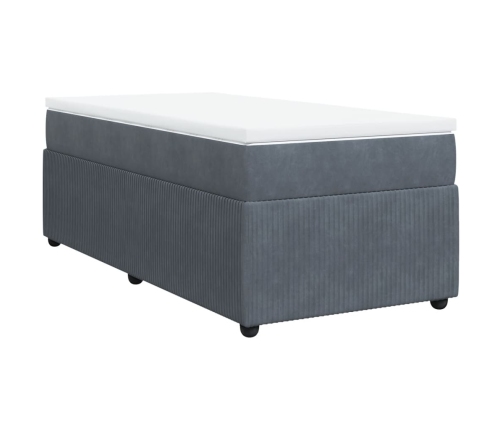 Cama box spring con colchón terciopelo gris oscuro 100x200 cm