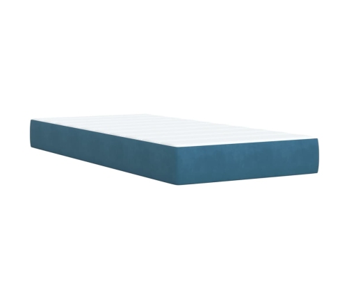 Cama box spring con colchón terciopelo azul oscuro 100x200 cm