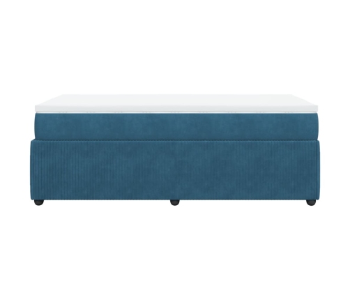 Cama box spring con colchón terciopelo azul oscuro 100x200 cm