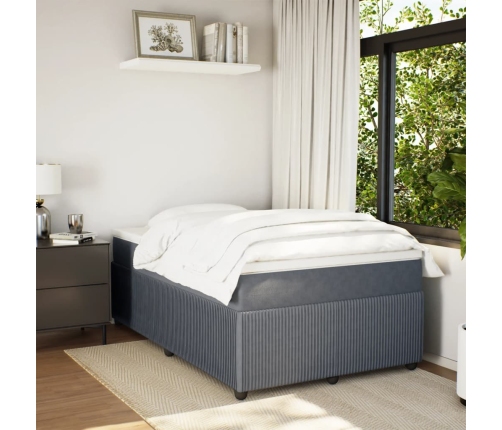 Cama box spring con colchón terciopelo gris oscuro 120x190 cm