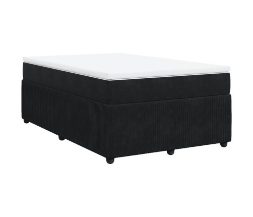 Cama box spring con colchón terciopelo negro 120x190 cm