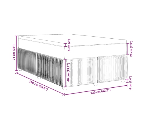 Cama box spring con colchón terciopelo negro 120x190 cm