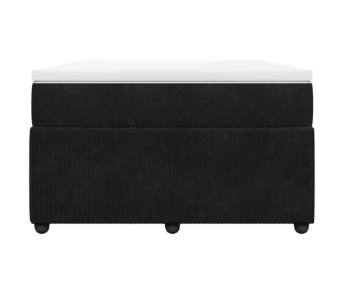 Cama box spring con colchón terciopelo negro 120x190 cm