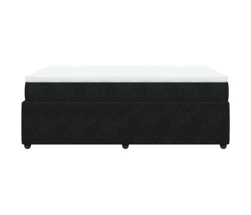 Cama box spring con colchón terciopelo negro 120x190 cm