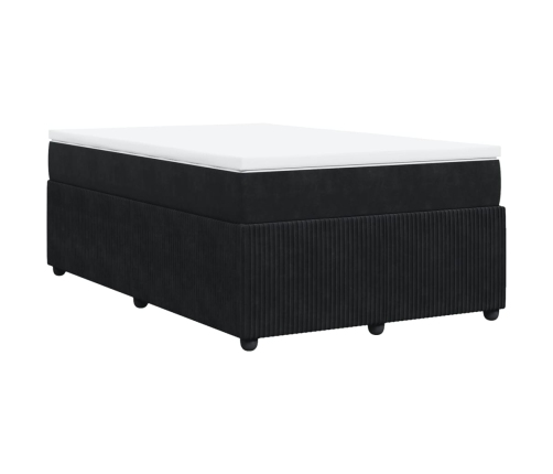 Cama box spring con colchón terciopelo negro 120x190 cm