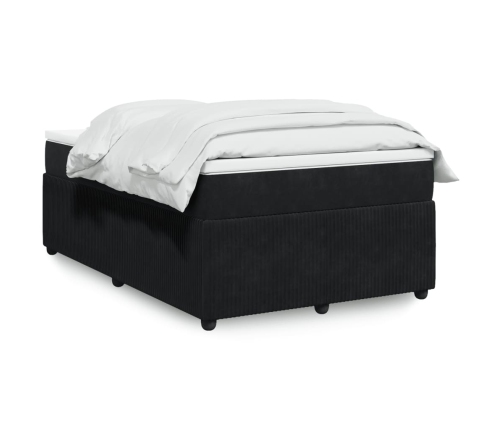 Cama box spring con colchón terciopelo negro 120x190 cm