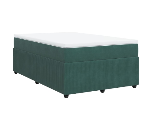 Cama box spring con colchón terciopelo verde oscuro 120x190 cm