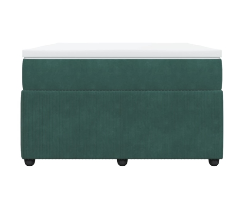 Cama box spring con colchón terciopelo verde oscuro 120x190 cm