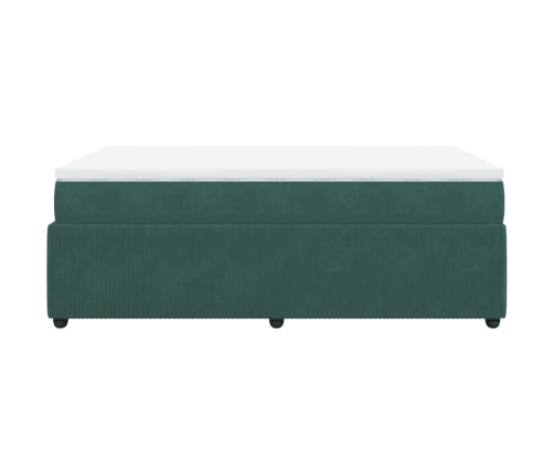 Cama box spring con colchón terciopelo verde oscuro 120x190 cm