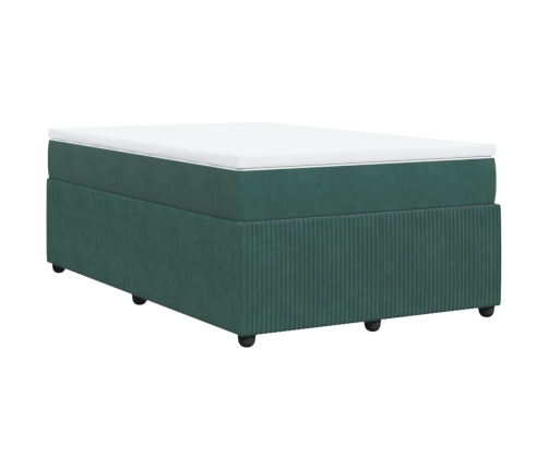 Cama box spring con colchón terciopelo verde oscuro 120x190 cm