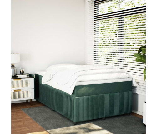 Cama box spring con colchón terciopelo verde oscuro 120x200 cm