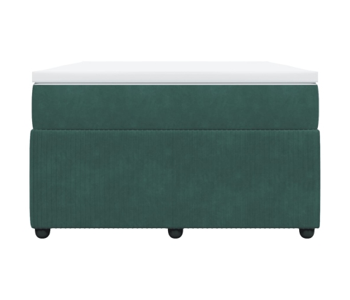 Cama box spring con colchón terciopelo verde oscuro 120x200 cm