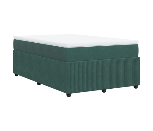 Cama box spring con colchón terciopelo verde oscuro 120x200 cm