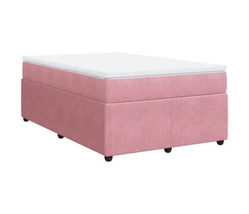 Cama box spring con colchón terciopelo rosa 120x200 cm