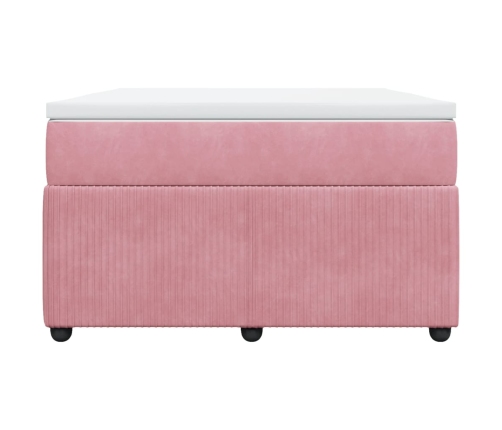 Cama box spring con colchón terciopelo rosa 120x200 cm