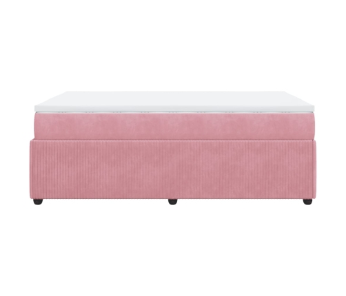 Cama box spring con colchón terciopelo rosa 120x200 cm