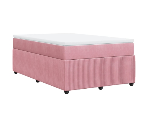 Cama box spring con colchón terciopelo rosa 120x200 cm