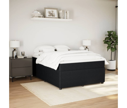 Cama box spring con colchón terciopelo negro 140x190 cm