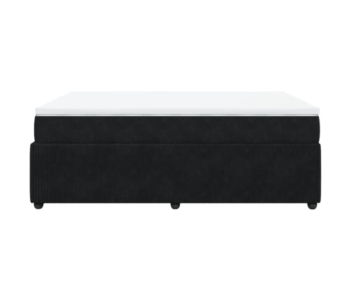 Cama box spring con colchón terciopelo negro 140x190 cm