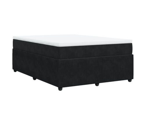 Cama box spring con colchón terciopelo negro 140x190 cm