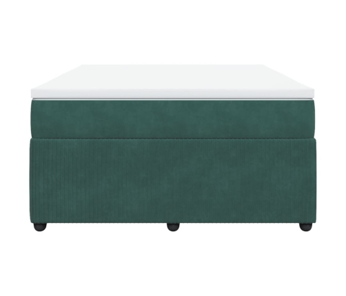 Cama box spring con colchón terciopelo verde oscuro 140x190 cm