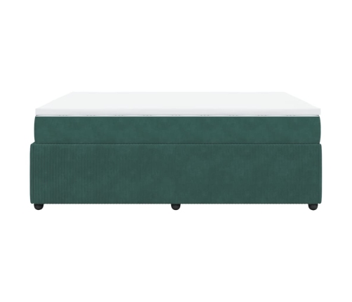 Cama box spring con colchón terciopelo verde oscuro 140x190 cm