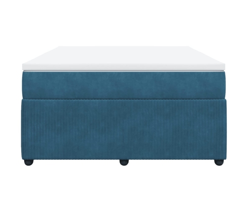 Cama box spring con colchón terciopelo azul oscuro 140x190 cm