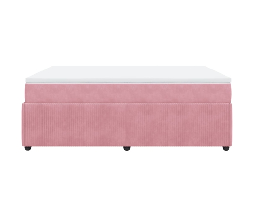 Cama box spring con colchón terciopelo rosa 140x190 cm