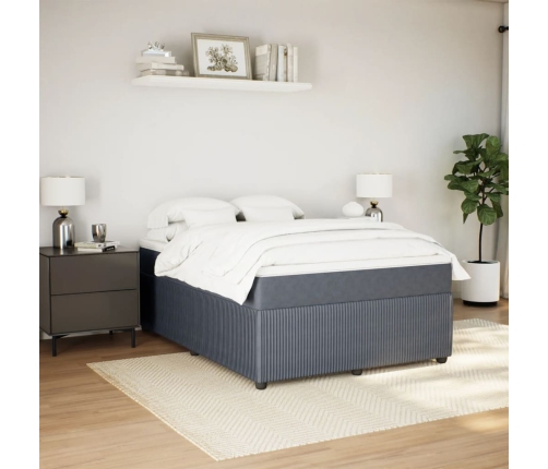 Cama box spring con colchón terciopelo gris oscuro 140x200 cm