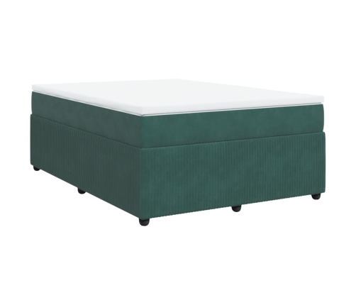 Cama box spring con colchón terciopelo verde oscuro 140x200 cm