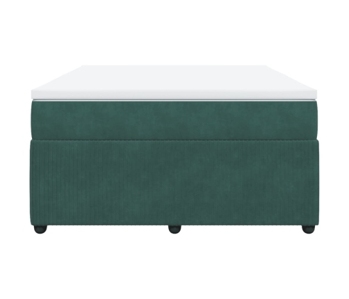 Cama box spring con colchón terciopelo verde oscuro 140x200 cm