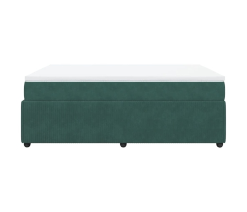 Cama box spring con colchón terciopelo verde oscuro 140x200 cm