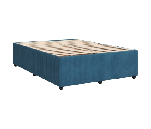 Cama box spring con colchón terciopelo azul oscuro 140x200 cm