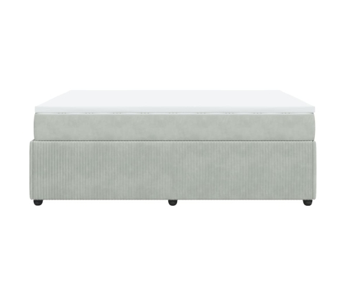 Cama box spring con colchón terciopelo gris claro 160x200 cm