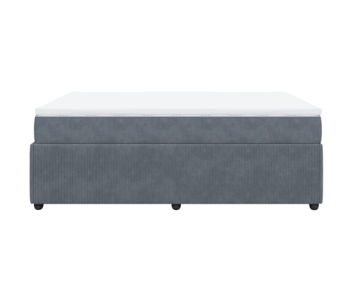 Cama box spring con colchón terciopelo gris oscuro 160x200 cm