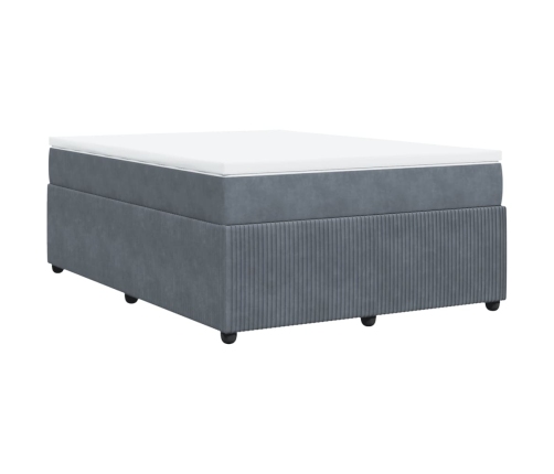 Cama box spring con colchón terciopelo gris oscuro 160x200 cm