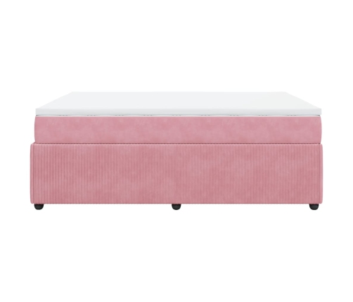 Cama box spring con colchón terciopelo rosa 160x200 cm