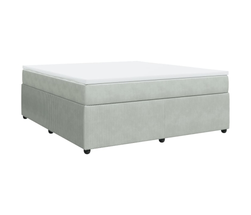 Cama box spring con colchón terciopelo gris claro 180x200 cm