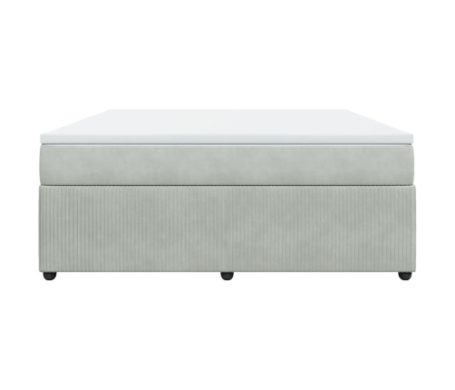 Cama box spring con colchón terciopelo gris claro 180x200 cm