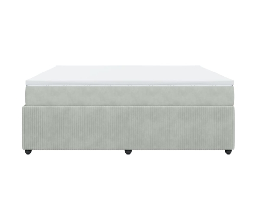 Cama box spring con colchón terciopelo gris claro 180x200 cm