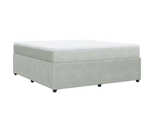 Cama box spring con colchón terciopelo gris claro 180x200 cm
