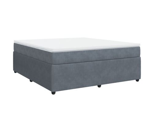 Cama box spring con colchón terciopelo gris oscuro 180x200 cm