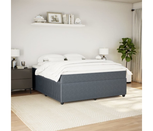 Cama box spring con colchón terciopelo gris oscuro 180x200 cm