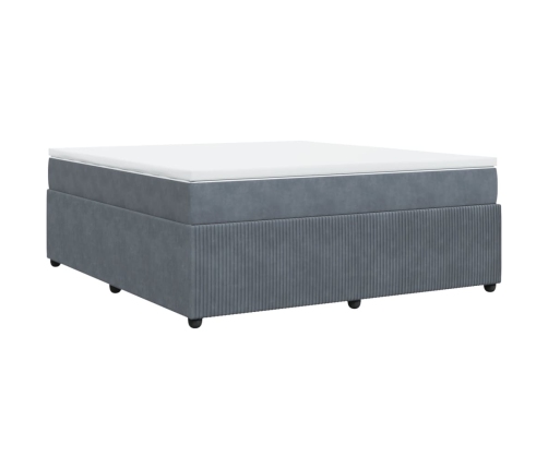 Cama box spring con colchón terciopelo gris oscuro 180x200 cm