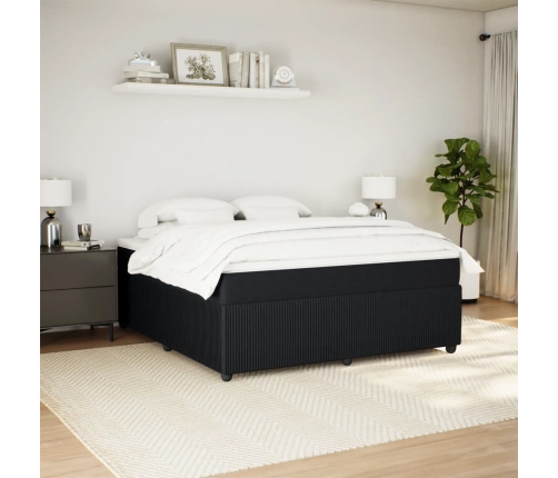 Cama box spring con colchón terciopelo negro 180x200 cm