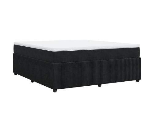 Cama box spring con colchón terciopelo negro 180x200 cm