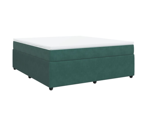 Cama box spring con colchón terciopelo verde oscuro 180x200 cm