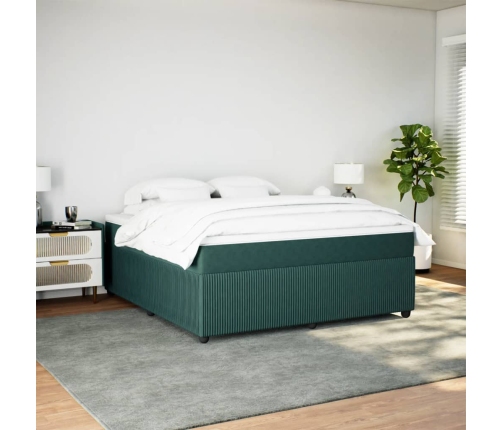 Cama box spring con colchón terciopelo verde oscuro 180x200 cm